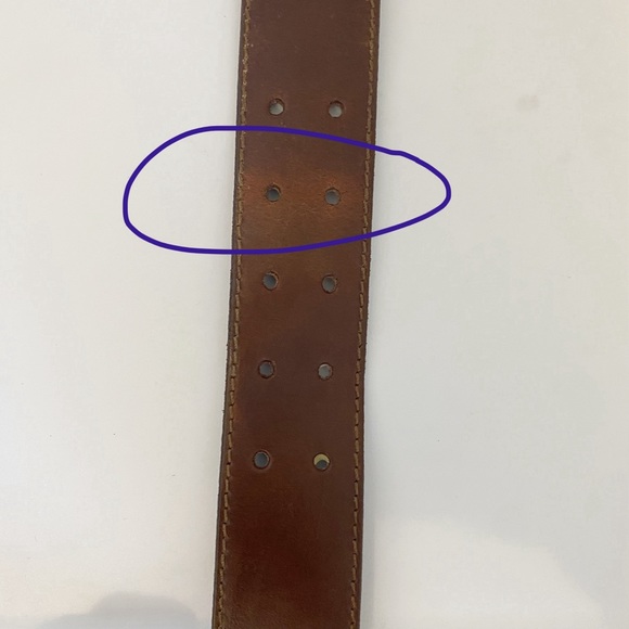 Brown Leather Two Prong Belt - Picture 3 of 7